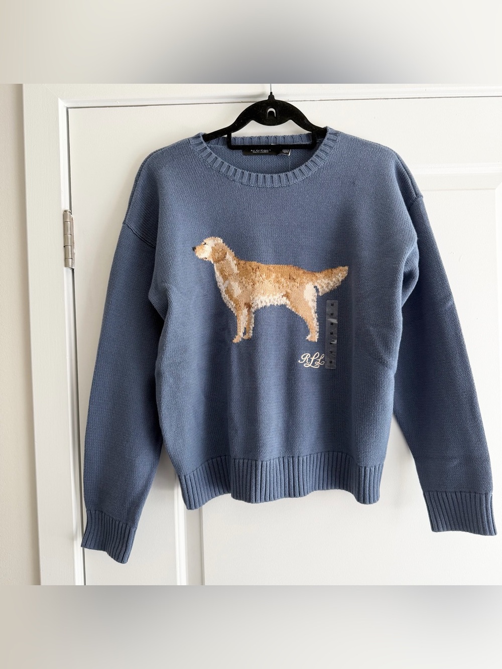 Lauren Ralph Lauren Intarsia Knit Dog Golden Retriever Sweater in Blue NWT - Picture 2 of 6